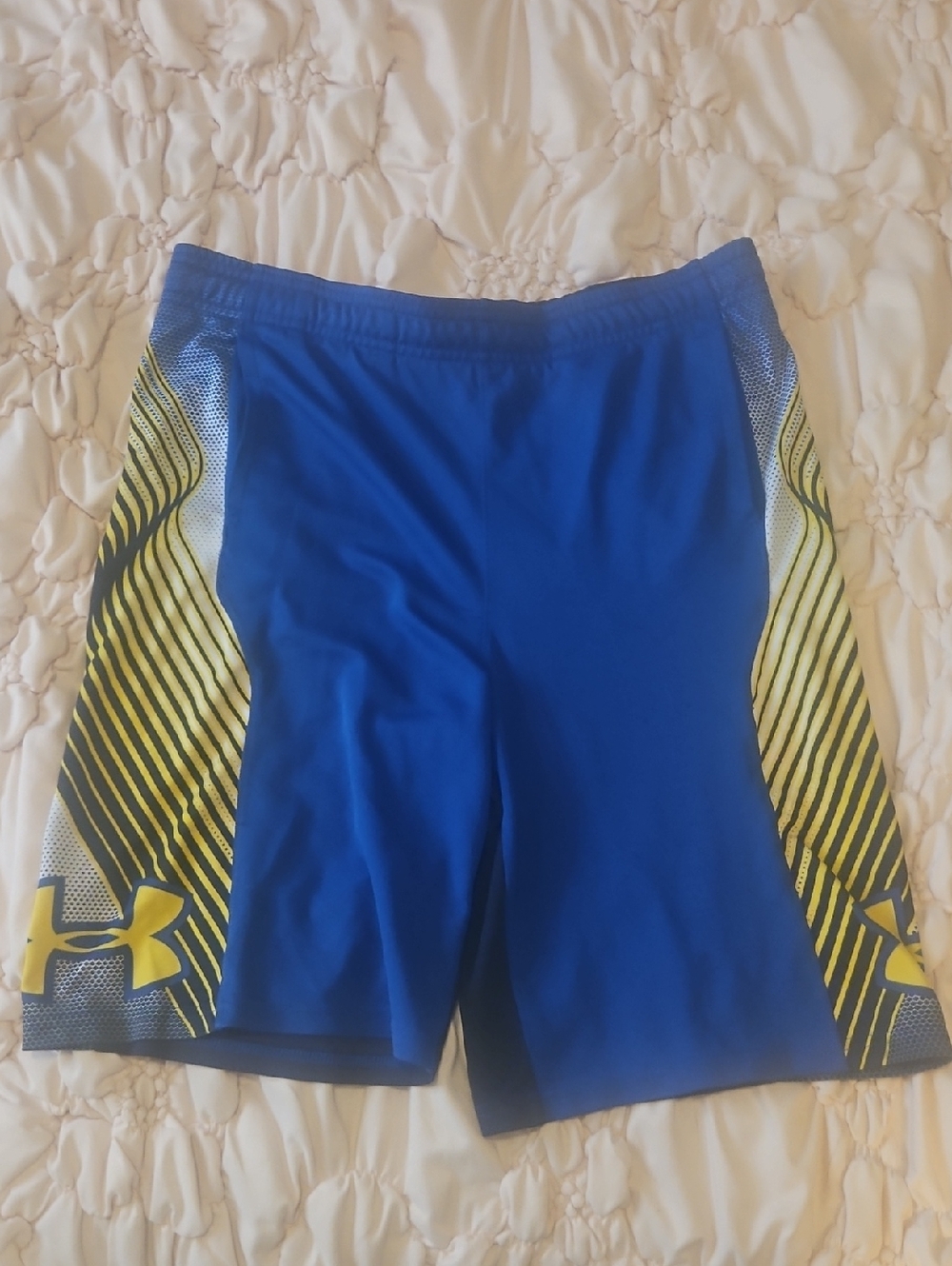 Under Armour Blue Athletic Shorts with Yellow Accents